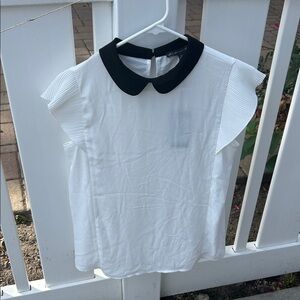 Adrianna Papell White Blouse with Black Collar